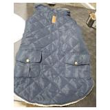 Queenmore Warm Puffer Dog Coat, Quilting Winter Jacket Ultra Thick Plush Lining with Storage Pockets (Dark Navy, X-Large)