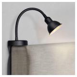 Solfres Patented Innovative Design Headboard Reading Light. No Drilling Golden Book Light for Bedtime Reading. Dimmable LED Book Reading Lamp with Bulb. Movable & Flexible, Black