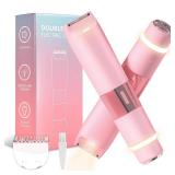 Bikini Trimmer for Women - 2 in 1 Painless Electric Razors for Women, IPX7 Waterproof Rechargeable LED Dual Head Electric Shaver for Lady Bikini Underarm, Body, Leg, Face Hair Remove (Pink)
