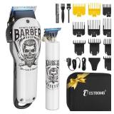 BESTBOMG Hair Clippers & Trimmer Ceramic T-Blade Cordless Haircut Sets Rechargeable 2000mAh/1200mAh with 10 Guide Combs & for Men/Father/Husband/Boyfriend