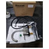 Bathroom Faucets, Bathroom Faucet 3 Hole, Bathroom Sink Faucet, Faucet for Sink 4 Inch 2 Handle Centerset, Lead-Free, with Copper Pop Up Drain (Brushed Nickel)