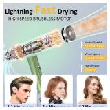 High Speed Plasma Ion Hair Dryer with Diffuser, Professional Blow Dryer 130000 RPM Brushless Motor for Fast Drying,1500W 3Temps/3Speeds Thermo-Control Lightweight Hairdryer for Women Home Travel Salon