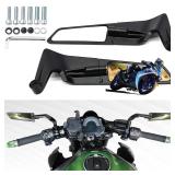 CABORIALLAN Motorcycle Rear View Mirrors, Adjustable 360° Rotating Stealth Wind Wing Side Mirrors Compatible with Kawasaki Z400 Z650 Z1000 Duke 125 200 250 390 690 790 1290 etc (8mm, 10mm)