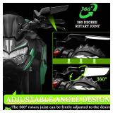 CABORIALLAN Motorcycle Rear View Mirrors, Adjustable 360° Rotating Stealth Wind Wing Side Mirrors Compatible with Kawasaki Z400 Z650 Z1000 Duke 125 200 250 390 690 790 1290 etc (8mm, 10mm)