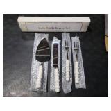 BEKESIN Wedding Cake Knife and Server Set, Ceramic Pearl Handle Cake Cutting Set for Weddings, Engagements, Anniversaries, and Engagement Gifts for Couples