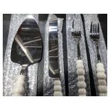 BEKESIN Wedding Cake Knife and Server Set, Ceramic Pearl Handle Cake Cutting Set for Weddings, Engagements, Anniversaries, and Engagement Gifts for Couples