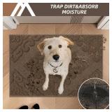 COSY HOMEER Door Mat 24x36,Absorbent Dirt Trapper Entryway Rugs,Non-Slip Welcome Mat,Washable Entry Rugs,Low Pile Doormat for Front Back Door,Wet Shoes & Paws,Brown