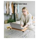 Ruxury Foldable Lap Desk Laptop Stand Bed Desk Table Tray, Breakfast Serving Tray, Portable & Lightweight Mini Table, Lap Tablet Desk for Sofa Couch Floor - Wood