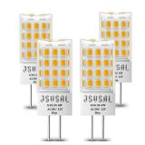 JSVSAL GY6.35/G6.35 LED Bulb Dimmable, T4 JC Type Bi-pin Base,AC/DC 12V Warm White 2700K,6W Equivalent to 50-65W G6.35/GY6.35 Halogen/Xenon/Incandescent Replacement Bulb,4-Pack