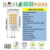 JSVSAL GY6.35/G6.35 LED Bulb Dimmable, T4 JC Type Bi-pin Base,AC/DC 12V Warm White 2700K,6W Equivalent to 50-65W G6.35/GY6.35 Halogen/Xenon/Incandescent Replacement Bulb,4-Pack