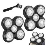 2 Pack Replacement Blades for Freebird Head Shaver | 5-Blade Electric Razor Refills for Bald Men Freedom Grooming + 1 Cleaning Brush