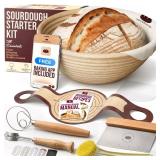 Superbaking Sourdough Starter Kit, 9 Round Banneton Bread Proofing Basket Set, Sourdough Bread Baking Supplies, Sourdough Tools with Silicone Bread Sling, Bread Making Tools, Baking Gifts