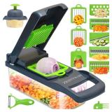 Vegetable Chopper Multifunctional Food Chopper | 16-in-1 Onion Cutter with 7 Blades, Vegetable Slicer and Dicer with Container for Salad, Potato, Carrot, Garlic & Kitchen Use