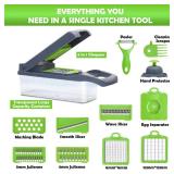 Vegetable Chopper Multifunctional Food Chopper | 16-in-1 Onion Cutter with 7 Blades, Vegetable Slicer and Dicer with Container for Salad, Potato, Carrot, Garlic & Kitchen Use