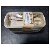 Rarapop Beige Stackable Bento Lunch Box Kit, 3-In-1 Compartment Wheat Straw Lunch Containers with Tableware, Reusable On-the-Go Meal and Snack Containers