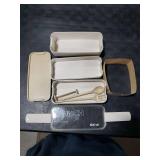 Rarapop Beige Stackable Bento Lunch Box Kit, 3-In-1 Compartment Wheat Straw Lunch Containers with Tableware, Reusable On-the-Go Meal and Snack Containers