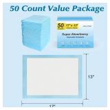 Wowflash Super Absorbency Disposable Diaper Pads for Baby, Puppy and Adults, Disposable Changing Underpads for Baby, 50 Count, 17 x 13