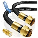 Nixsto RG6 Coaxial Cable, 3FT 6FT 10FT 15FT 25FT 50FT 100FT Coax Cable Cord with Gold F-Type Connector, High Speed Internet, Digital TV Aerial for HDTV, Satellite, Antenna, Modem with Extender- 10ft