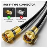 Nixsto RG6 Coaxial Cable, 3FT 6FT 10FT 15FT 25FT 50FT 100FT Coax Cable Cord with Gold F-Type Connector, High Speed Internet, Digital TV Aerial for HDTV, Satellite, Antenna, Modem with Extender- 10ft