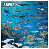 THINKBAY 36PCS Sea Animal Toys with Shark, Whale, Octopus & Other Ocean Animal FigurinesToys for Kids, Ocean Theme Cake Toppers Party Favors Birthday Gift for Boys Girls