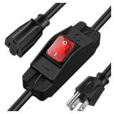 Weewooday 1.3ft Extension Cord with Switch, 3 Prong Weather Proof Extension Cord with on Off Switch, Heavy Duty 15a 125v 1875w Grounded Outlets Plugs for Indoor/Outdoor Electrical Appliances