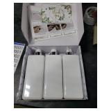 Shampoo and Conditioner Dispenser - Modern Design Large 27oz Shower Soap Dispenser Set of 3, Refillable Empty Plastic Pump Bottles for Bathroom, 6 Waterproof Labels Included, White & Silver