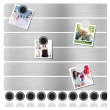 Stainless Iron Magnetic Display Board - Frameless Metal Magnet Boards with 20 Pcs Magnet Memo Strips for Office, Home, School