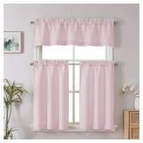 Chyhomenyc Blush Pink Valance for Windows, Light Filtering Faux Linen Textured Small Window Kitchen Curtain, Rod Pocket Short Valance for Bathroom Laundry Basement, 60Wx14L inch, 1 Piece