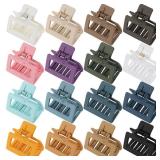 Small Hair Clips for Women and Girls - 2 Inch Rectangle Medium Claw Clips for Thin/Fine Hair - Nonslip Strong Hold Matte Jaw - 16 Pack(natural colors)