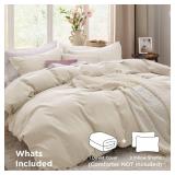Bedsure Oat Milk Duvet Cover Queen Size - 3 Pieces Prewashed Cotton-Like Polyester Extra Soft Bedding Set, Includes 1 Duvet Cover 90x90 Inches with Zipper Closure & 2 Pillow Shams, No Comforter