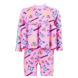 Baby Kids Boys Girls One-Piece Swimsuit with UPF 50+ Sun Protection, Long Sleeve Rash Guard for Toddler, Beach Pool Swimming, Summer Vacation Outfit 50+Pink 2-3years