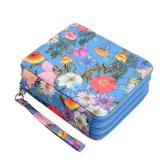 Lbxgap Portable Colored Printing Pattern Morning glory and Daisy Pencil Case 72 Slots Pencil Bag Organizer with Zipper for Watercolor Pens or Markers, Pencil Case Organizer for Artist