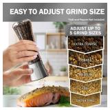 Home EC Premium Stainless Steel Sea Salt and Pepper Grinder Set of 2 - Adjustable Ceramic - Tall Glass Salt and Pepper Shakers - Kitchen Spice Mill W/Funnel & EBook