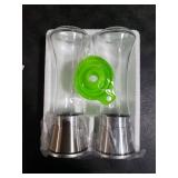 Home EC Premium Stainless Steel Sea Salt and Pepper Grinder Set of 2 - Adjustable Ceramic - Tall Glass Salt and Pepper Shakers - Kitchen Spice Mill W/Funnel & EBook