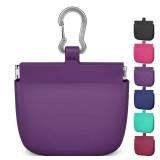 RBibei One-Hand Access Silicone Dog Treat Pouch, Small Pocket Sized Training Pouch with Pull Tab & Auto Closing Lid for Easy Pet Training & Walking (Purple)