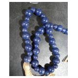 Handcrafted Farmhouse Wooden Decorative Beads Garland, Table Tray Boho Wood Beads with Tassel, Small Rustic Antique Decor for Home and Events ( Rustic Blue)