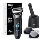 Braun Electric Shaver for Men, Series 7 7177cc, Wet & Dry Shave, Turbo & Gentle Shaving Modes, Waterproof Foil Shaver, Space Grey