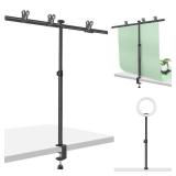 Small Backdrop Stand 3x3.3ft, Adjustable Photo Backdrop Stand Kit with 3 Clamps, Portable Background Stand Support for Parties Photoshoot, Table T-Shape Backdrop Banner Holder for Photography Paper