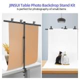Small Backdrop Stand 3x3.3ft, Adjustable Photo Backdrop Stand Kit with 3 Clamps, Portable Background Stand Support for Parties Photoshoot, Table T-Shape Backdrop Banner Holder for Photography Paper