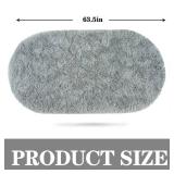 Soft Fluffy Area Rug for Bedroom, Grey Fuzzy Shaggy Oval Throw Rugs for Bedside, Non-Slip Cozy Plush Shag Carpet for Kids Room Nursery Dorm Living Room, 2.6 x 5.3 Feet