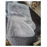 Soft Fluffy Area Rug for Bedroom, Grey Fuzzy Shaggy Oval Throw Rugs for Bedside, Non-Slip Cozy Plush Shag Carpet for Kids Room Nursery Dorm Living Room, 2.6 x 5.3 Feet