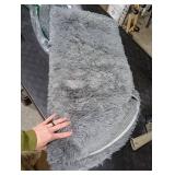 Soft Fluffy Area Rug for Bedroom, Grey Fuzzy Shaggy Oval Throw Rugs for Bedside, Non-Slip Cozy Plush Shag Carpet for Kids Room Nursery Dorm Living Room, 2.6 x 5.3 Feet