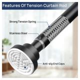 ENJOYBASICS 2 Pack Adjustable Spring Tension Curtain Rods 32 to 66 Inches, Stainless Steel Matte Black Shower Rod No Drilling for Window, Bathroom, Closet, Room Divider, 7/8 Diameter