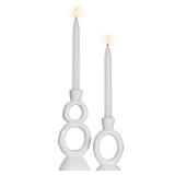 White Taper Candle Holders for Candlesticks, Unique Decorative Candlesticks Holder Home Decor Set of 2 for Fall Thanksgiving Wedding Table Centerpiece Decorations, Modern Aesthetic Room Decor Resin
