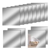 Chuangyinggo 12 x 12 Acrylic Flexible Mirror Sheets, 12 Pack Self-Adhesive Mirror Tiles, Square Cuttable Wall Stickers, Non-Glass, Safety Reflective for DIY Craft Home Wall Decor