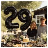 AULE 40 Inch Large 29 Number Balloons Black, Big Foil Number Balloons, Giant Helium Happy 29th Birthday Party Decorations for Man and Women, Huge Mylar Anniversary Party Supplies