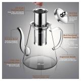 Zpose Glass Teapot, 1200ml (40oz) Tea Pot with Infuser for Loose Tea and Blooming Tea, Stovetop Safe Tea Kettle, Hand Crafted Borosilicate Glass Tea Maker with Scale Line, Tea Gift Set for Tea Lovers