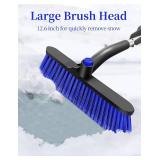 HEEYA Car Scraper with 12.6 Inch Large Brush Head, Extendable Snow Scraper for Windshield Window, Snow Brush and Ice Scraper for SUV Truck Automobile Vehicle - Blue