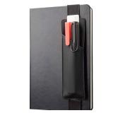 Adjustable Elastic Band Pen Holder, Pencil Holder, Pen Sleeve Pouch for Hardcover Journals, Notebooks, Planners, Binders, Fit Notebooks from 8 to 11in in Height, PU Leather, Detachable, Black
