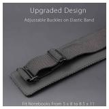 Adjustable Elastic Band Pen Holder, Pencil Holder, Pen Sleeve Pouch for Hardcover Journals, Notebooks, Planners, Binders, Fit Notebooks from 8 to 11in in Height, PU Leather, Detachable, Black